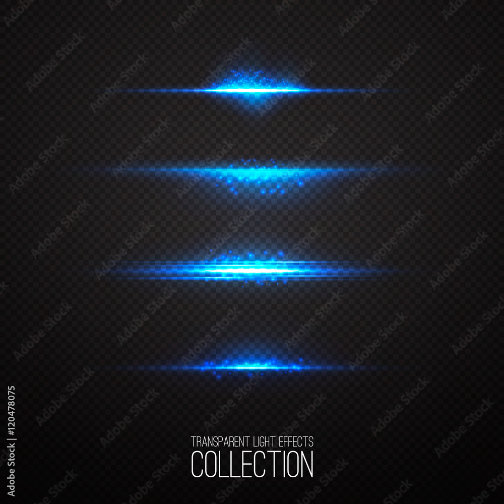 Glowing light effcets collection  isolated on transparent Vector illustration .