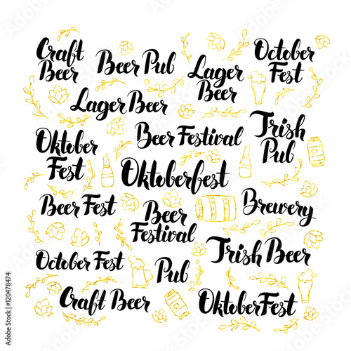 October Beer Fest Lettering Design Set