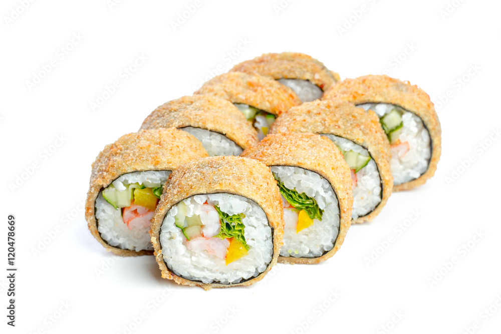 japanese sushi rolls on a white background japanese sushi rolls on a white background