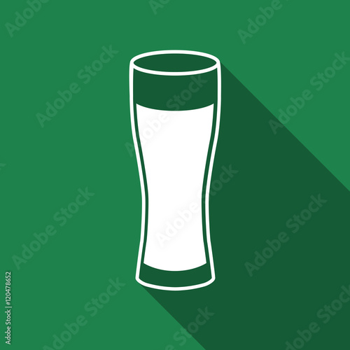 Glass of beer flat icon with long shadow. Vector Illustration