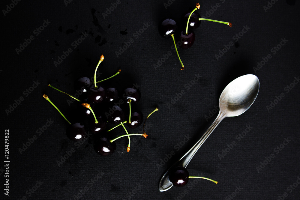 Still life with cherries. Still life with cherries.