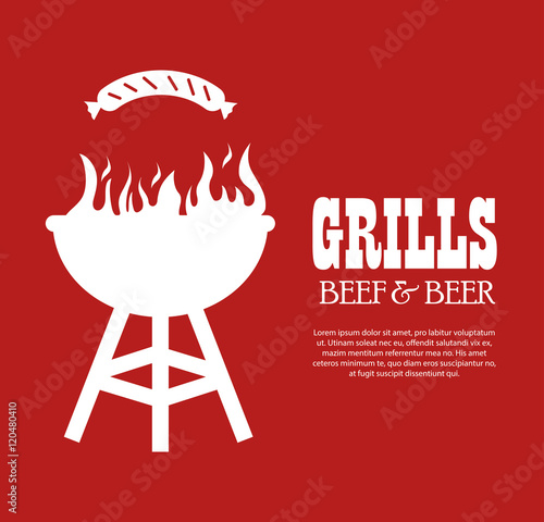grills menu beef beer design isolated vector illustration eps 10
