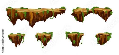 Funny cartoon stones, road elements for game design, vector assets