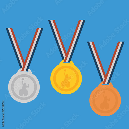 Gold ,Silver,Bronze medal set.Medals for peoples with disabled activity.