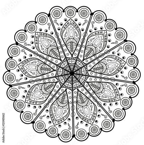 Black and white mandala vector for coloring book, mandala in bianco e nero vettoriale da colorare