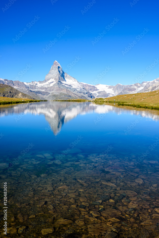 Stellisee - beautiful lake with reflection of Matterhorn - Zermatt, Switzerland