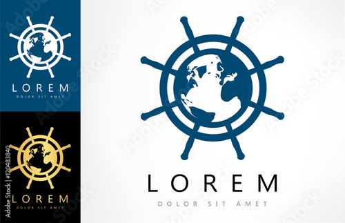 steering wheels with globe vector