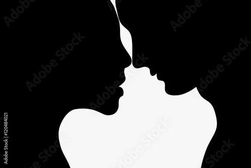 silhouette of couples that kiss