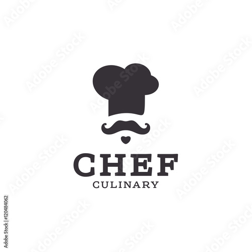 chef cook logo icon toque, chefs hat trend flat style brand mustache beard stylinga