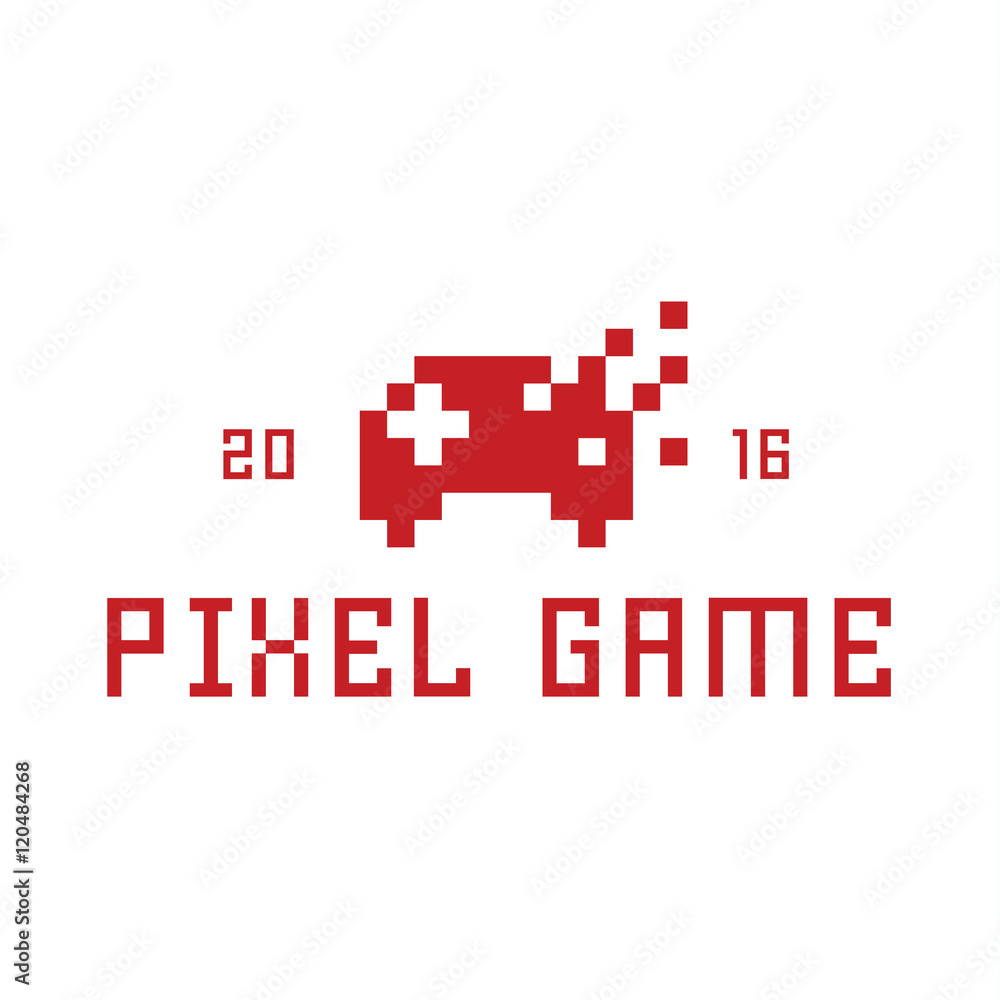 Pixel game joystick as a logo, illustration flat style Pixel game joystick as a logo, illustration flat style