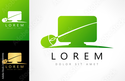 computer and mouse vector