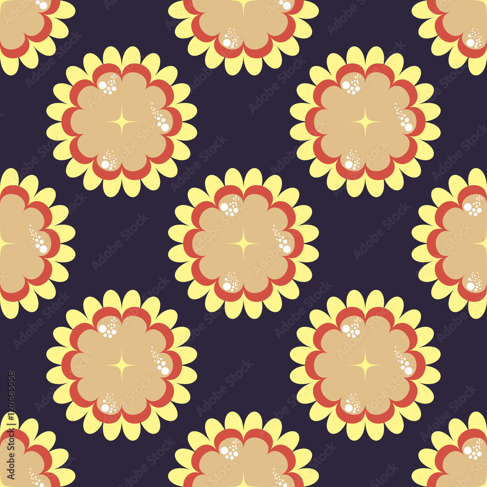 Dark blue seamless pattern with yellow flowers Dark blue seamless pattern with yellow flowers