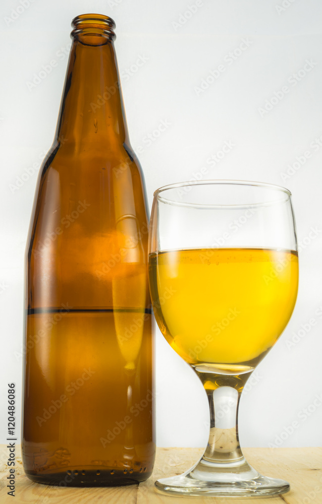 Beer in water goblet on white background Beer in water goblet on white background