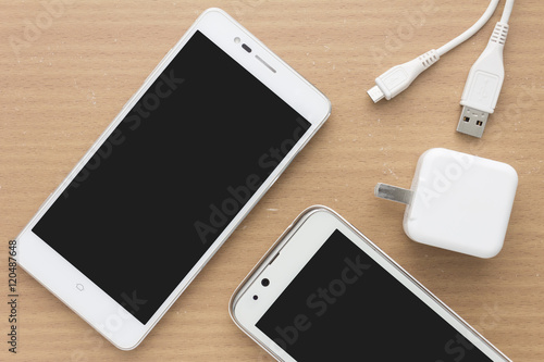 smartphone and adapter charger