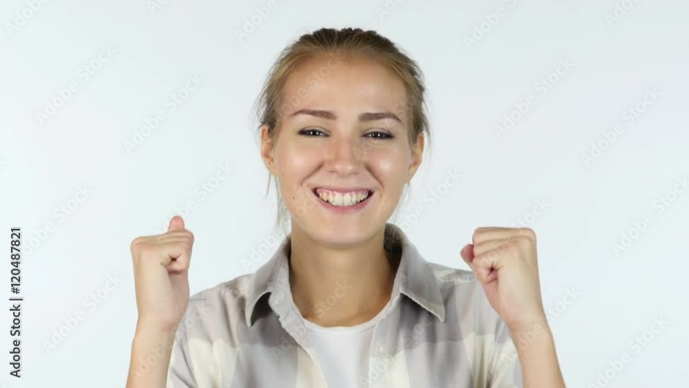 Young Female Student Reacting To Success , Excited Young Female Student Reacting To Success , Excited