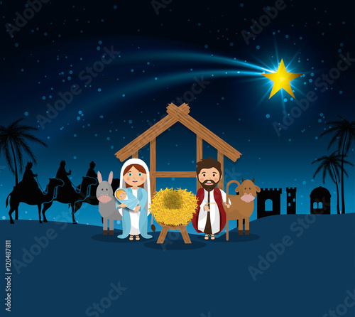 silhouette manger merry christmas design design vector illustration eps 10