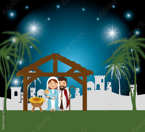 silhouette manger merry christmas design design vector illustration eps 10