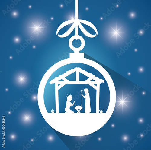 silhouette manger merry christmas design design vector illustration eps 10