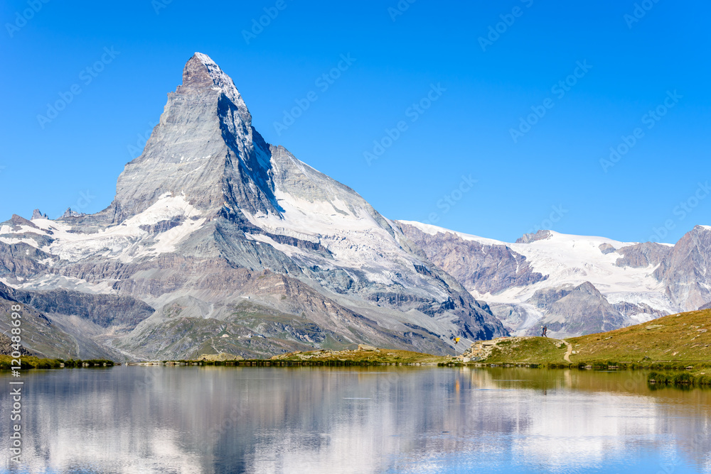 Stellisee - beautiful lake with reflection of Matterhorn - Zermatt, Switzerland Stellisee - beautiful lake with reflection of Matterhorn - Zermatt, Switzerland