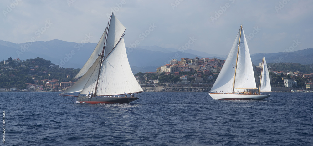 Fototapeta premium Regatta in the Gulf of Imperia, Italy