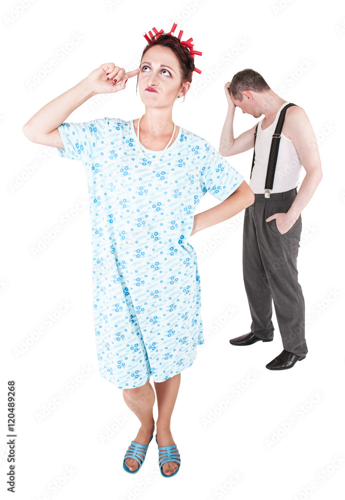 Fototapeta premium Fanny family couple with relationship problem