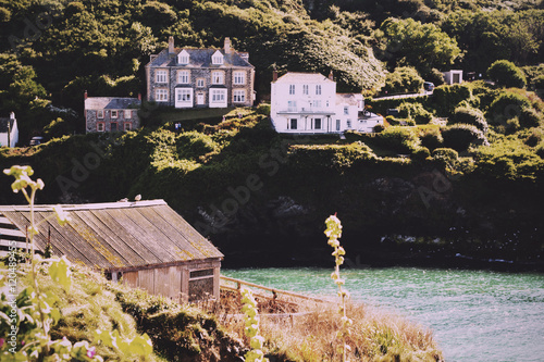 View of the harbour at Port Issac Vintage Retro Filter. photo