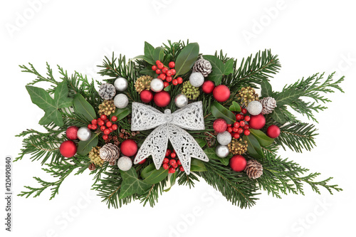 Christmas Floral Decoration with Bow