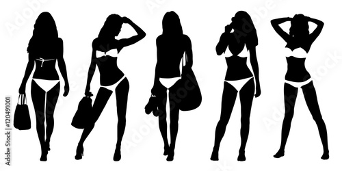 beach girl silhouettes