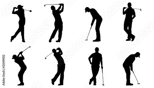 Canvas Print golf silhouettes