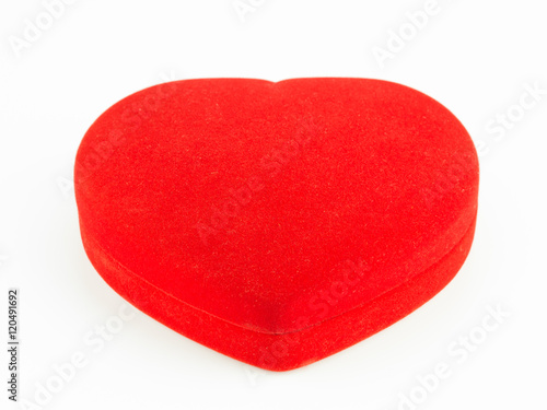 red jewelry Heart-Shaped box isolated on white background.
