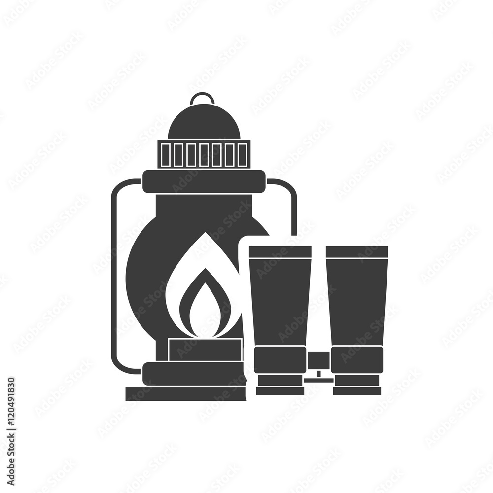 kerosene lantern with camping icon vector illustration design kerosene lantern with camping icon vector illustration design