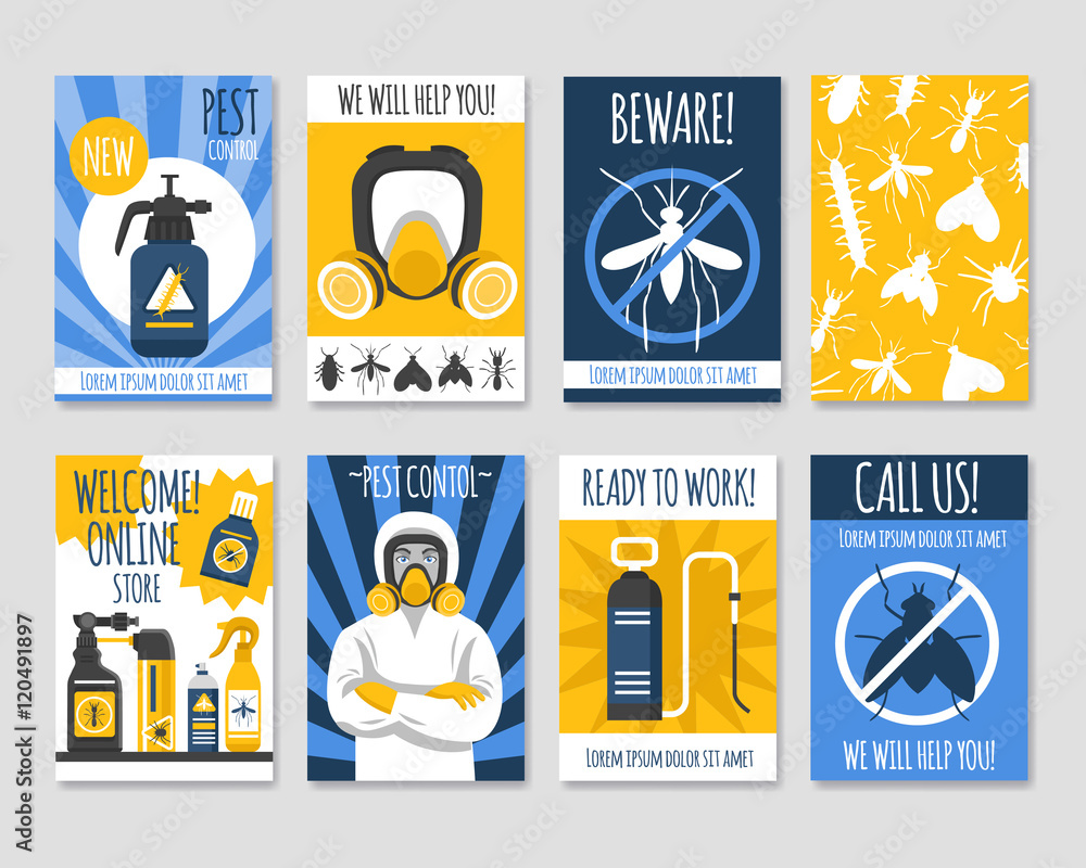 Pest Control Isolated Template Set Stock Vector | Adobe Stock