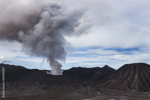 Bromo volcano eruption on Java island in Indonesia
