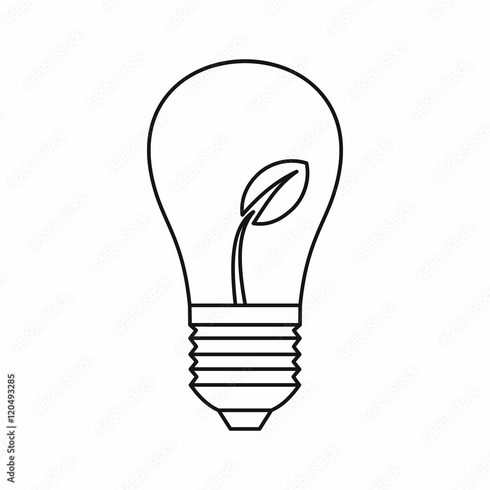 Light bulb with sprout icon in outline style on a white background vector illustration Light bulb with sprout icon in outline style on a white background vector illustration