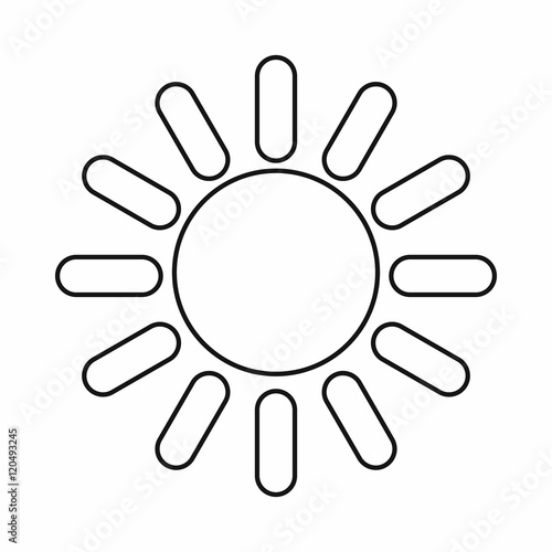 Sun icon in outline style on a white background vector illustration