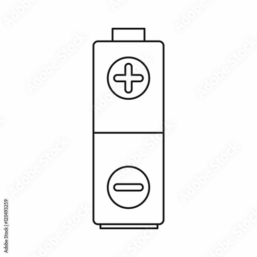Battery icon in outline style on a white background vector illustration