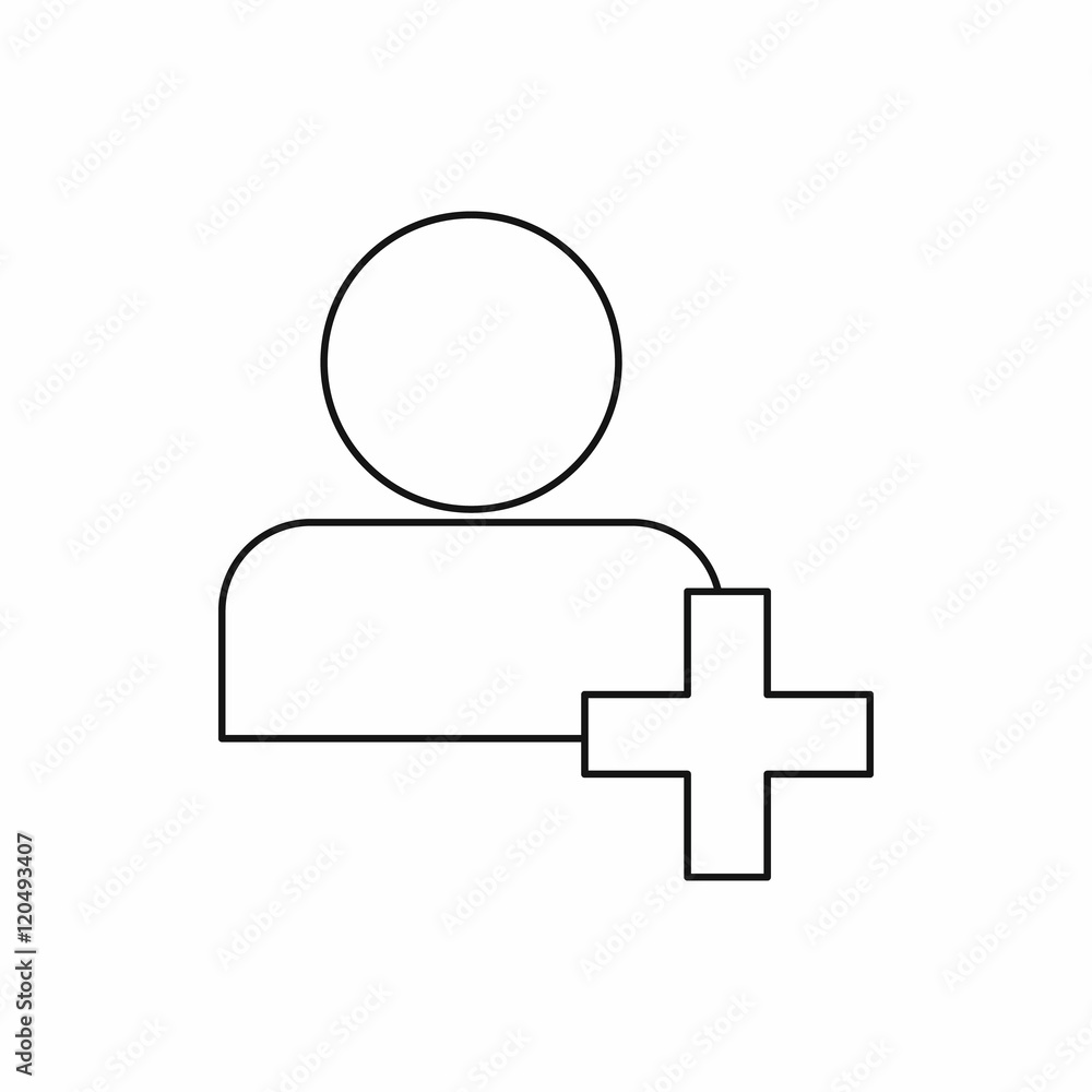 Add friend contact icon in outline style on a white background vector illustration Add friend contact icon in outline style on a white background vector illustration