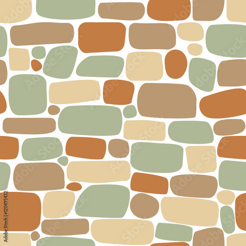 Seamless pattern of colored stones. Wall of bricks