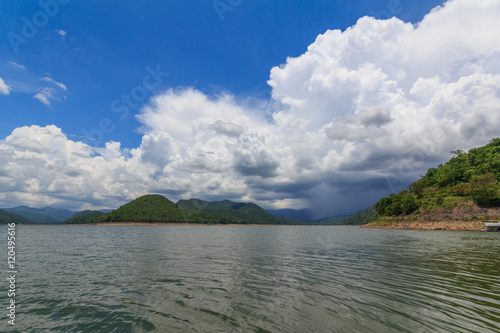 Lake Mountain and blue sky with cloudy