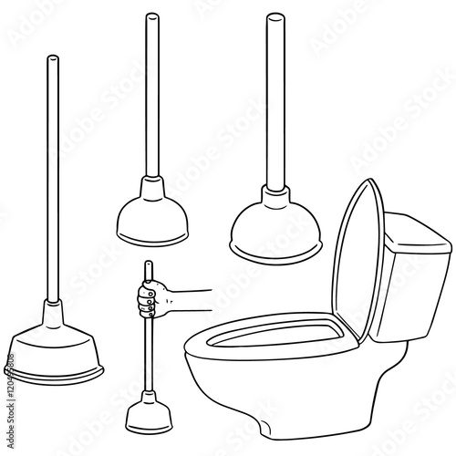 vector set of toilet rubber pump