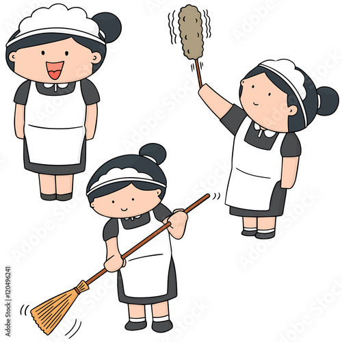 vector set of maid