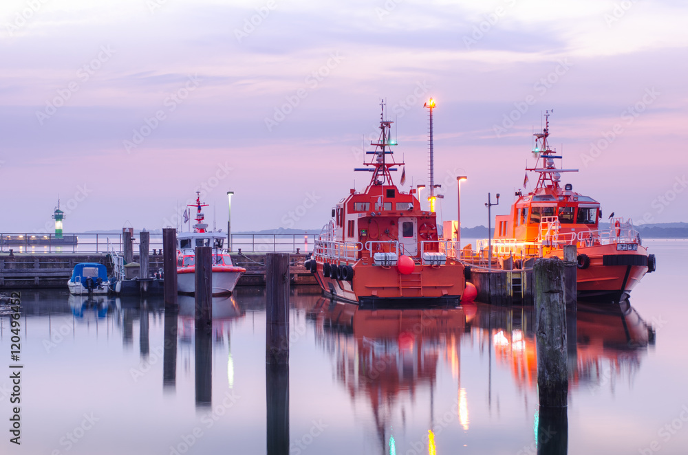 pilot boat in Travemünde, early in the morning