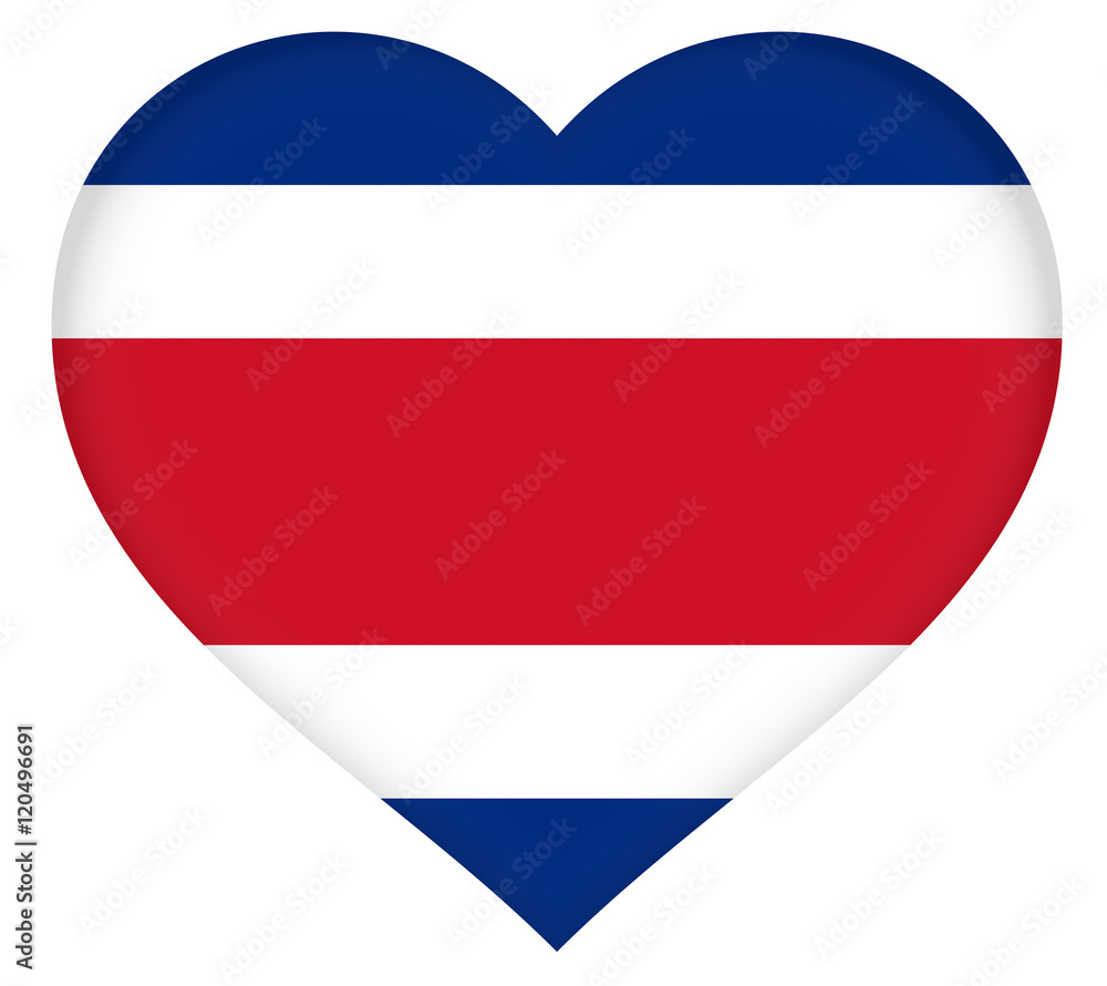 Fototapeta premium Illustration of the flag of Costa Rica shaped like a heart