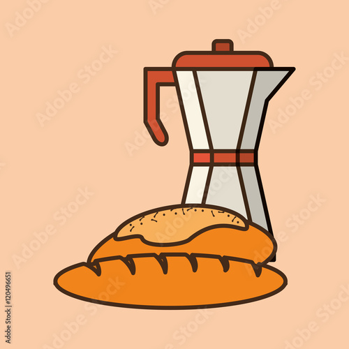 flat design moka pot coffee and pastry image vector illustration 