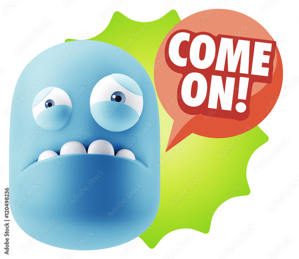 3d Illustration Sad Character Emoji Expression saying Come On wi 3d Illustration Sad Character Emoji Expression saying Come On wi