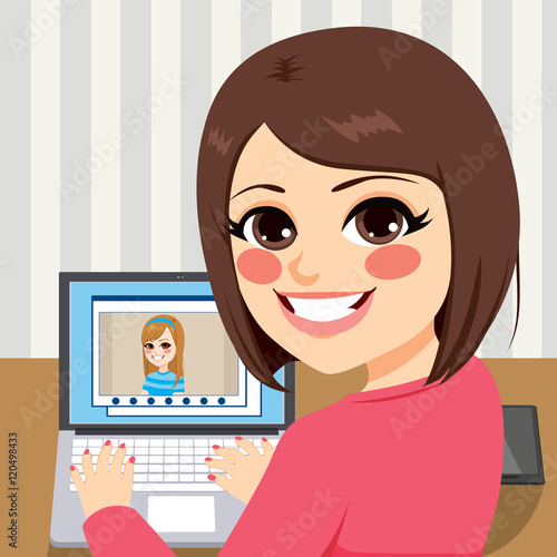 Two friends chatting on vid...