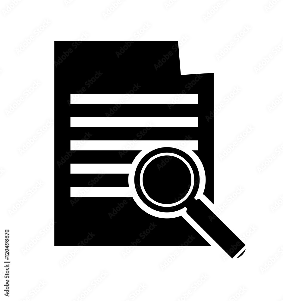 flat design paper document and magnifying glass icon vector illustration flat design paper document and magnifying glass icon vector illustration