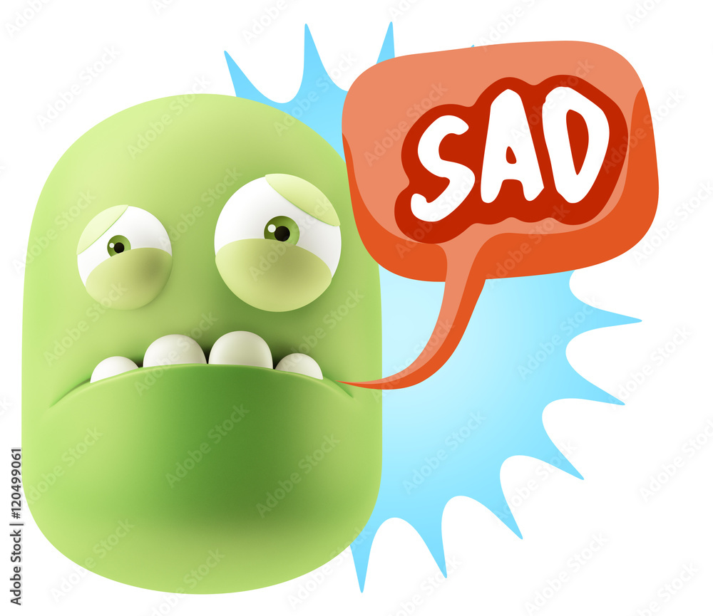 3d Illustration Sad Character Emoji Expression saying Sad with C 3d Illustration Sad Character Emoji Expression saying Sad with C