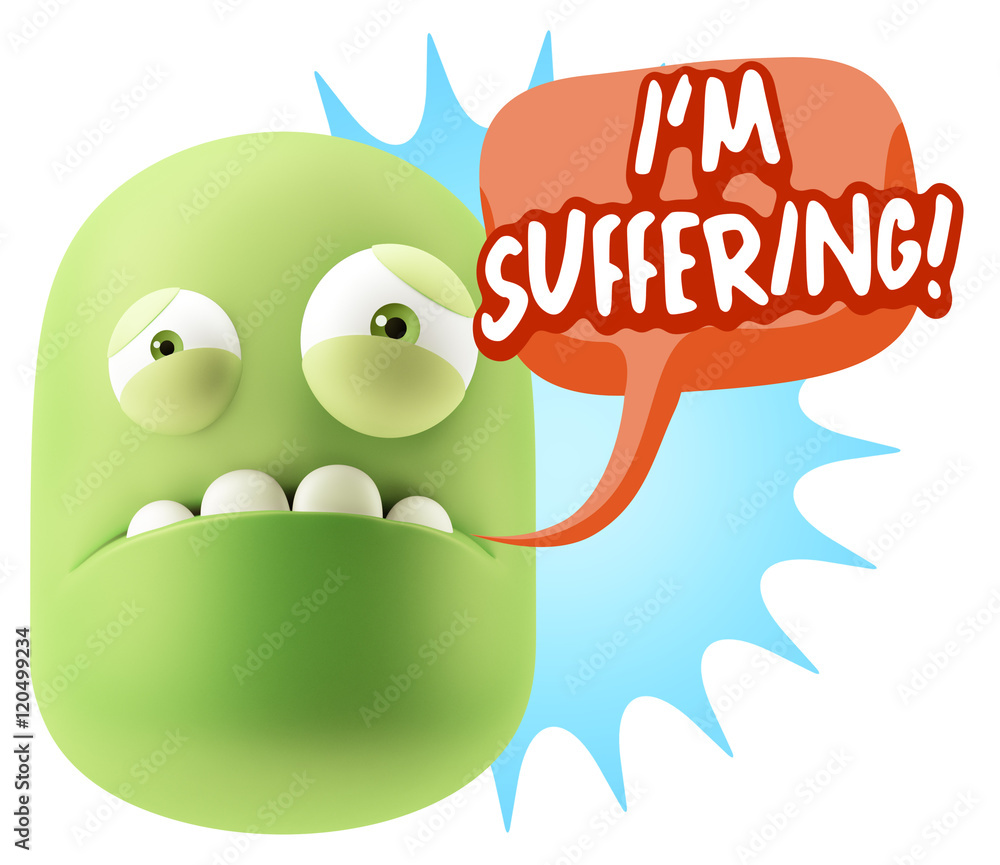 3d Illustration Sad Character Emoji Expression saying I'm Suffer 3d Illustration Sad Character Emoji Expression saying I'm Suffer
