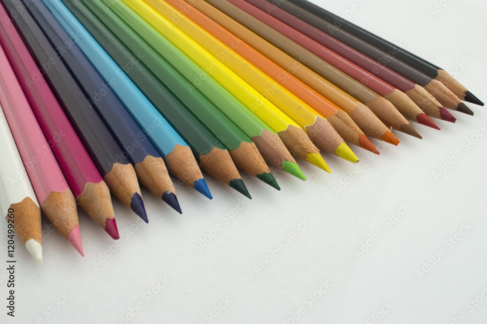 Colored pencils in a row Colored pencils in a row